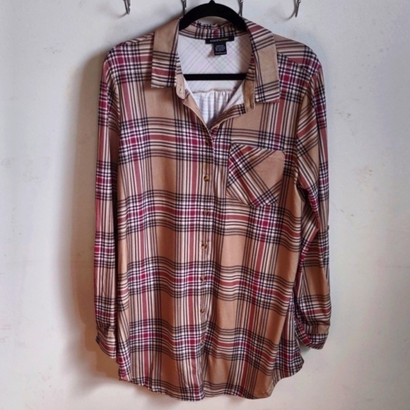 Robert Lewis Women's Long Sleeve Button Down shirt size large Plaid - Picture 1 of 8